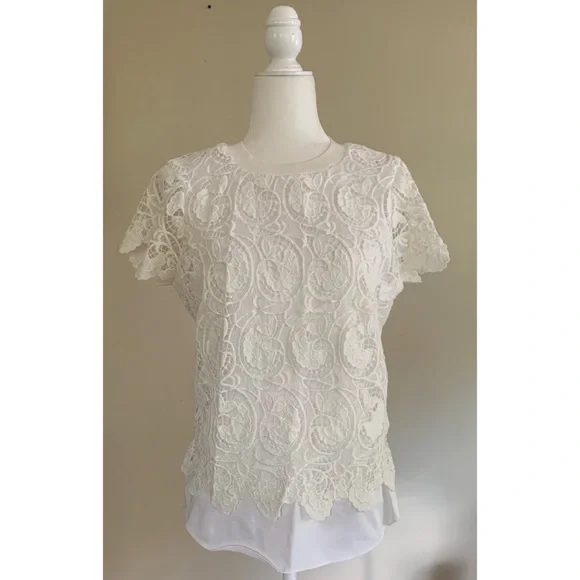 Ted Baker White Lace Short-Sleeve Blouse - Picture 2 of 11